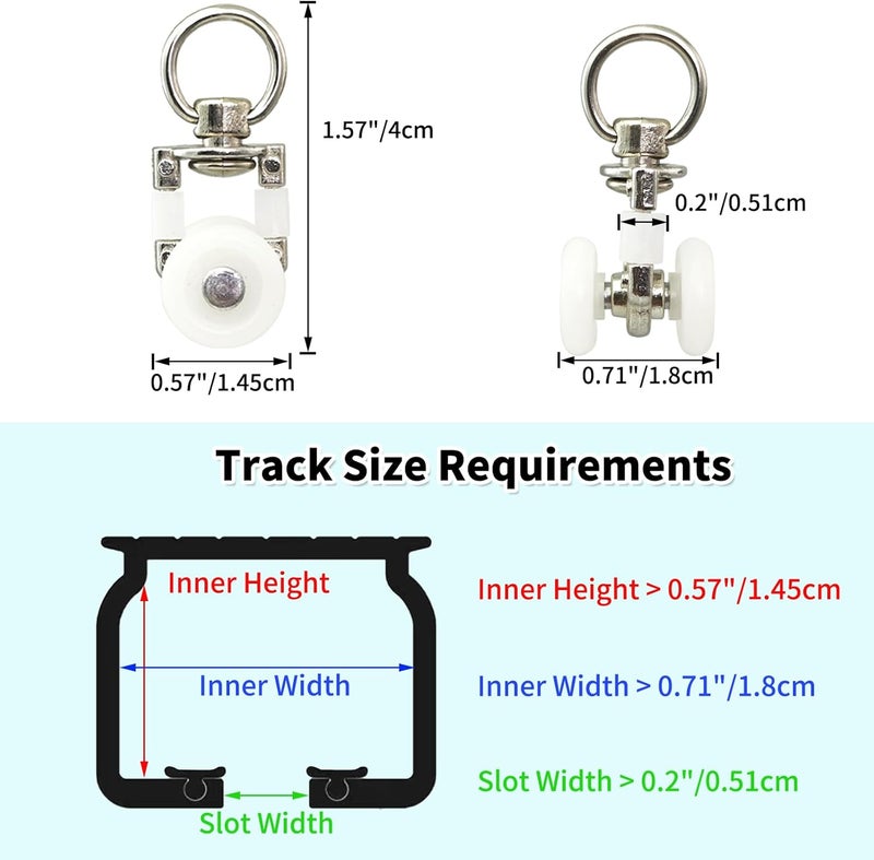 TSBSHum TSBS 20 Pack Ceiling Curtain Rollers, Sliding Track Gliders with Wheel Roller, Ideal for Room and RV Dividers - Image 3